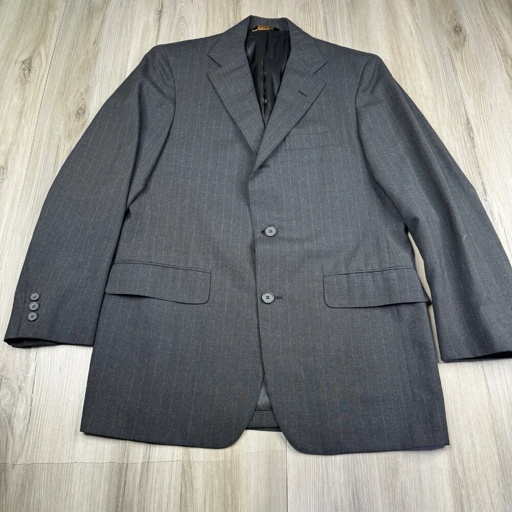 J.Press Sport Coat Blazer 2 3 Button Roll Wool Gray Striped Mens Size 38